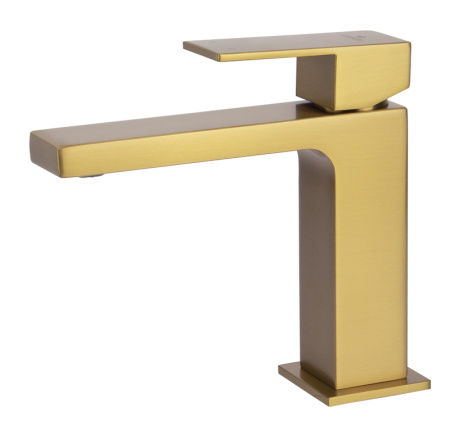 Смеситель для раковины Kaiser Cube 01211-3 шлифованное золото фото