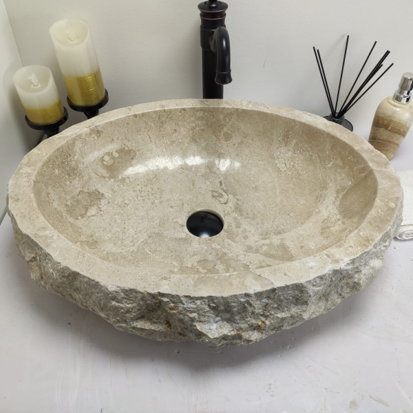 Накладная раковина из мрамора Erozy Cream Big EM-00449 (61*48*15см) фото