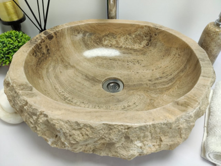 Накладная раковина из оникса Indo Erozy brown EO-00419 фото