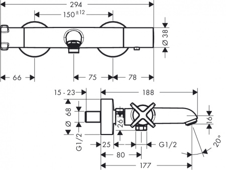 Термостатический Смеситель для ванны с душем Axor Citterio E 36140000 фото
