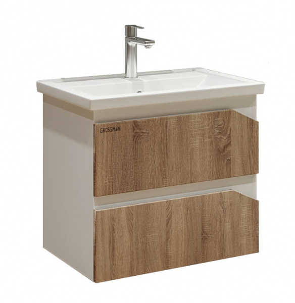 Тумба под раковину Grossman Инлайн 60 106003 белый/дуб сонома фото