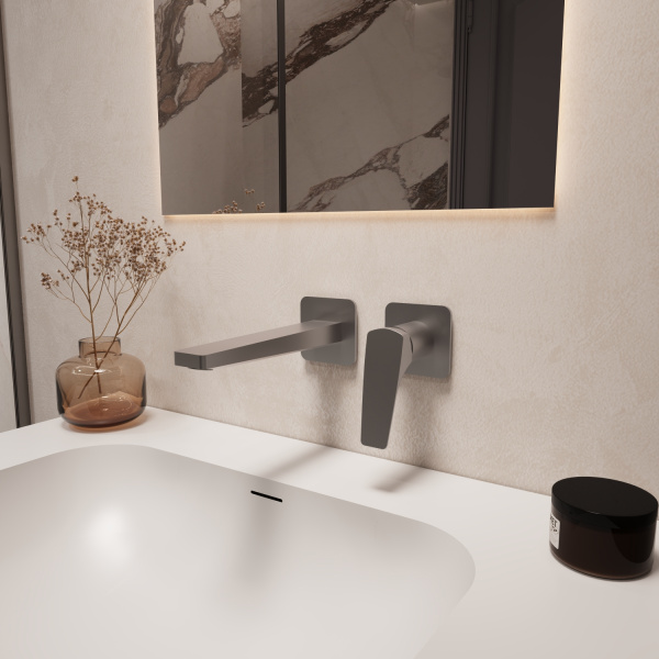 Настенный смеситель для раковины Vincea Puro VBFW-5P01GM вороненая сталь фото