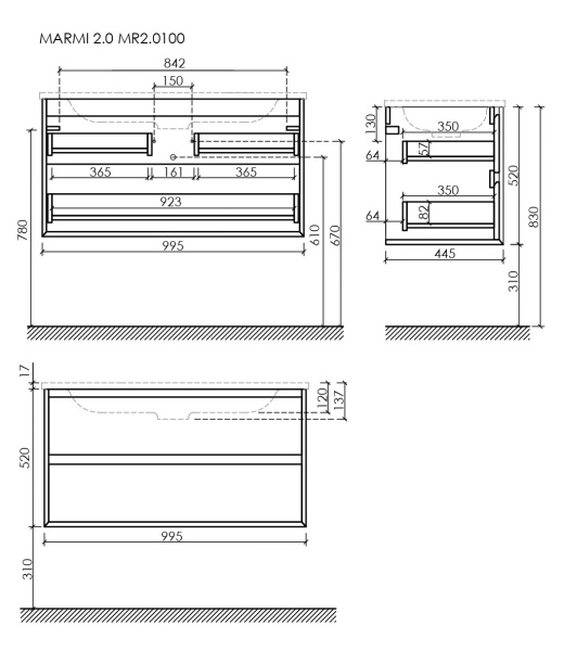 Тумба под раковину Sancos Marmi 2.0 MR2.0100ECH дуб чарльстон фото