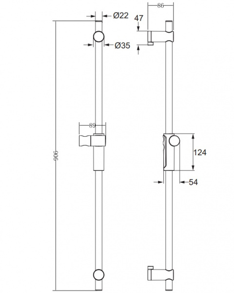Душевая штанга Omnires DR11CR хром фото