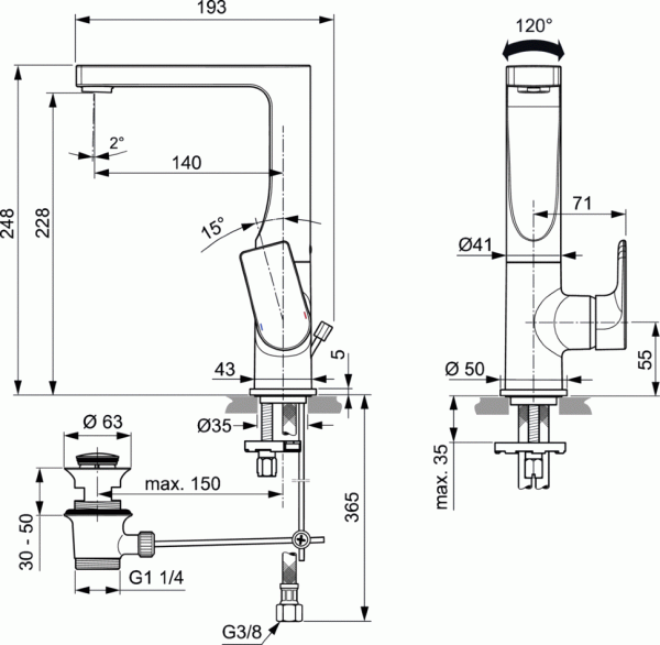Смеситель для раковины Ideal Standard EDGE A7110AA фото