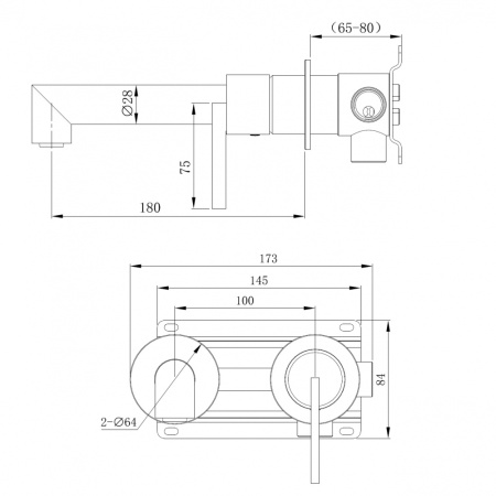 Настенный смеситель для раковины Abber Perfekte 316 AF8A12BST сталь брашированная фото