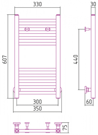 Водяной полотенцесушитель Сунержа Модус 60х30 00-0250-6030 фото