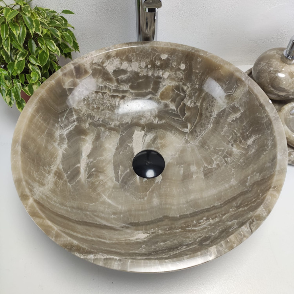 Накладная раковина из оникса Bowl Grey Medium TinLip BO-01043 (45*45*17) фото