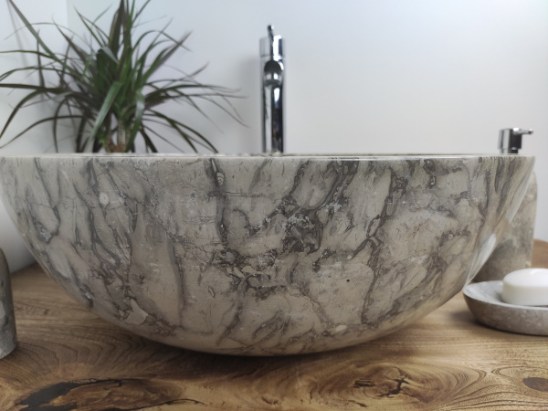 Раковина из мрамора Indo Bowl Grey Doreng Big BM-00022 фото