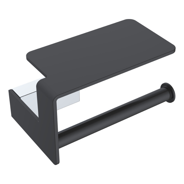 Держатель для туалетной бумаги с полочкой Boheme Q 10941-CR-B черный/хром фото
