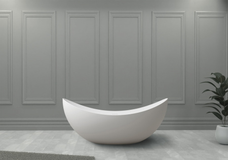 Ванна из искусственого камня Abber Stein AS9633 180x80 белая матовая фото