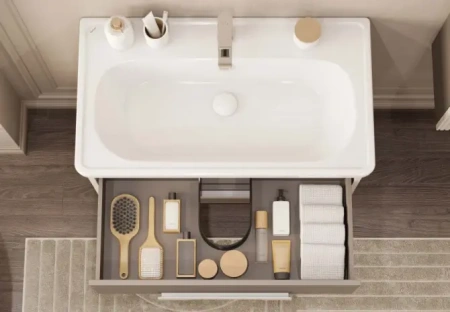 Тумба под раковину Акватон Ар-Деко 85 1A280401DD6E0 кашемир фото