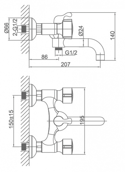 Смеситель для ванны с душем D&K Torhall Hessen DA1413241 фото