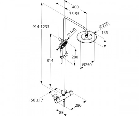Душевая система (стойка) с термостатом Kludi Freshline 6709205-00 фото