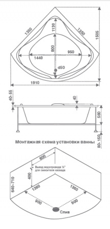 Ванна акриловая Bas Риола 135х135 фото