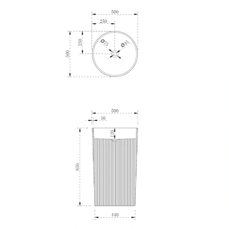 Напольная раковина из искусственного камня Abber Stein AS2501Blau 50x50 голубая фото