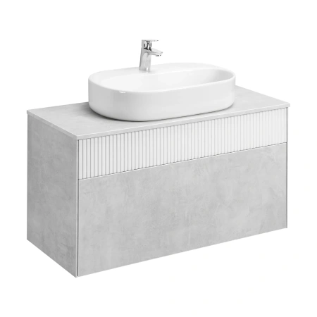 Тумба под раковину Акватон Марбл 100 1A276301MH4C0 белый матовый/слэйт фото