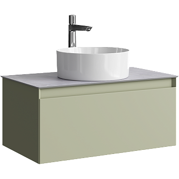 Тумба под накладную раковину Aqwella Geometria 80 GE01081SH зеленый шалфей фото