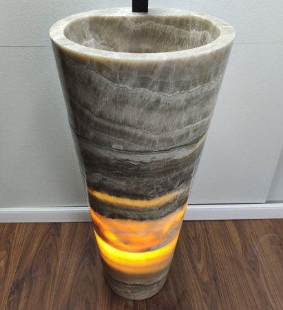 Раковина напольная из оникса Grey ON-01366 (40*40*90) фото