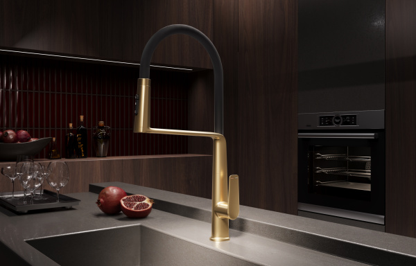 Смеситель для кухни Vincea VKF-118BG брашированное золото фото