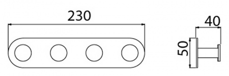 Планка с четырьмя крючками Timo Saona 13015/03 черная фото