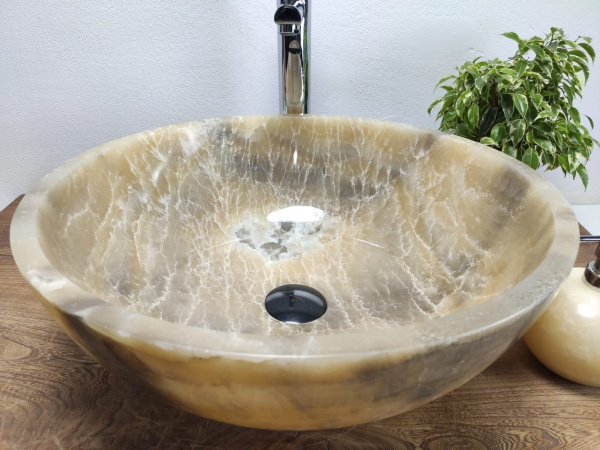 Накладная раковина из оникса Bowl Grey Medium TinLip BO-01032 (45*45*17) фото