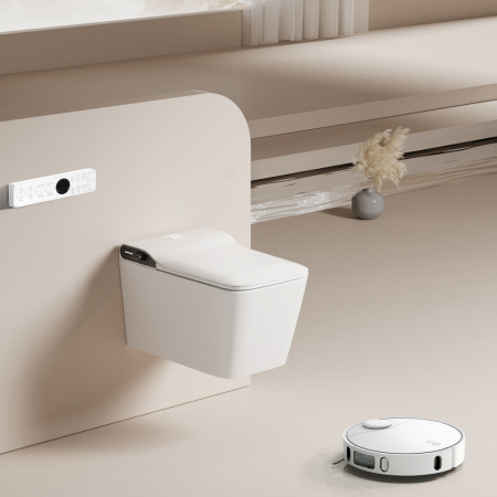 Электронный унитаз-биде импульсный Abber Rechteck AC1215S с инсталляцией AC0101P2 фото