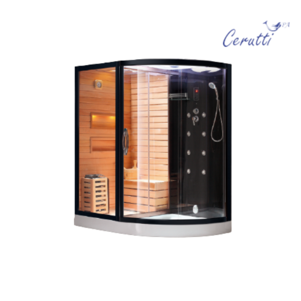Душевая кабина с сауной Cerutti SPA Lugano Nero L Black CT8343 180x110 фото