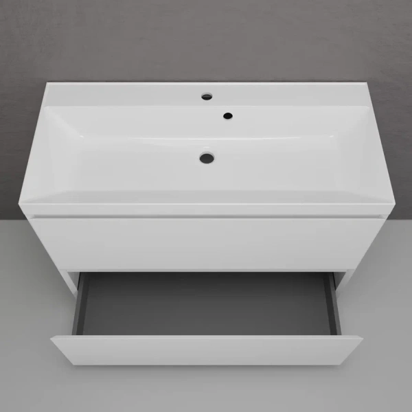 Тумба напольная под раковину Style line Манхэттен 100 ЛС-00002368 белая матовая фото