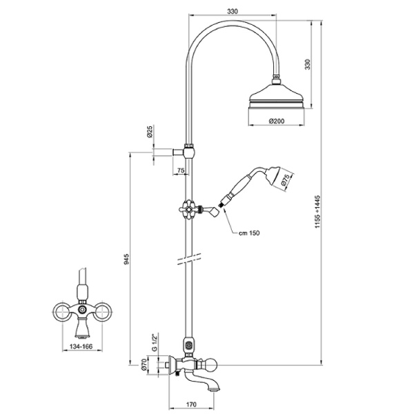 Душевая система Webert Karenina KA721208015 Хром фото