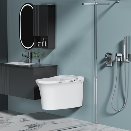 Подвесной унитаз с импульсным смывом Abber Bequem AC1124P фото