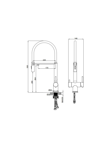 Смеситель для кухни с подключением к фильтру AltroBagno Flusso 050204MB черный матовый фото