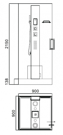 Душевая кабина с гидромассажем и паром Acquazzone Nikita 90SW 90х90х215 фото