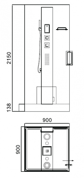 Душевая кабина с гидромассажем и паром Acquazzone Nikita 90SW 90х90х215 фото
