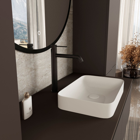 Высокий смеситель для раковины Vincea City VBF-2C2MB черный матовый фото