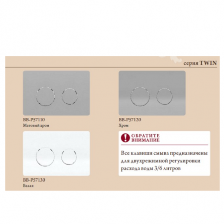 Смывная клавиша BelBagno Twin BB-P57110 матовый хром фото