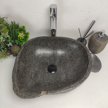 Накладная раковина из речного камня RS01378 (48*43*15) фото