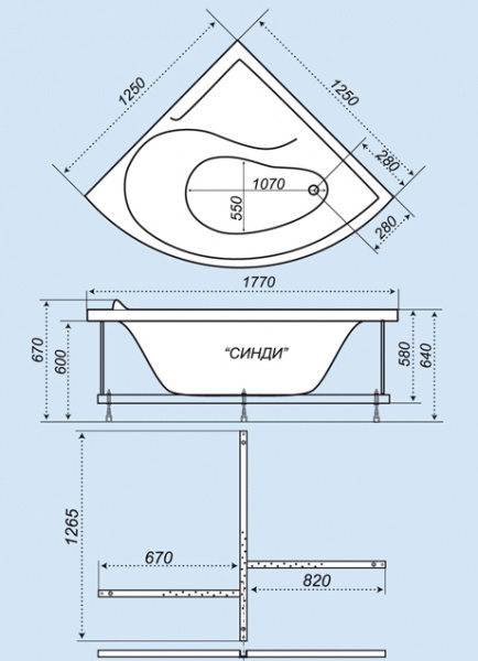 Акриловая ванна Triton Синди 125х125 фото
