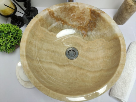 Накладная раковина из оникса Indo Bowl Yellow Small TinLip BO-00331 фото