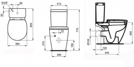 Унитаз Ideal Standard Connect Space E119501 с бачком Cube E797001 фото