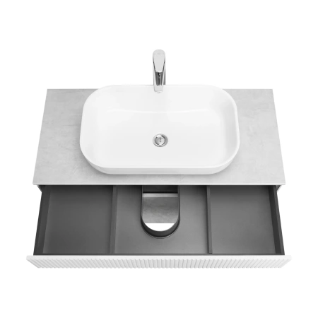 Тумба под раковину Акватон Марбл 100 1A276301MH4C0 белый матовый/слэйт фото
