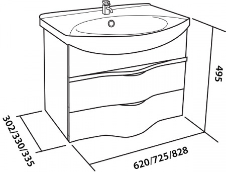 Тумба Bas Опера с раковиной Dreja Лагуна 85 см фото