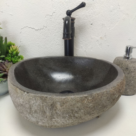 Накладная раковина из речного камня RS01490 (40*33*14) фото