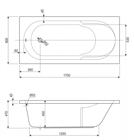 Акриловая ванна Cezares Arno ARNO-170-80-45 170x80 фото