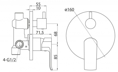 Смеситель для ванны и душа BelBagno Disco DIS-BASM-CRM фото