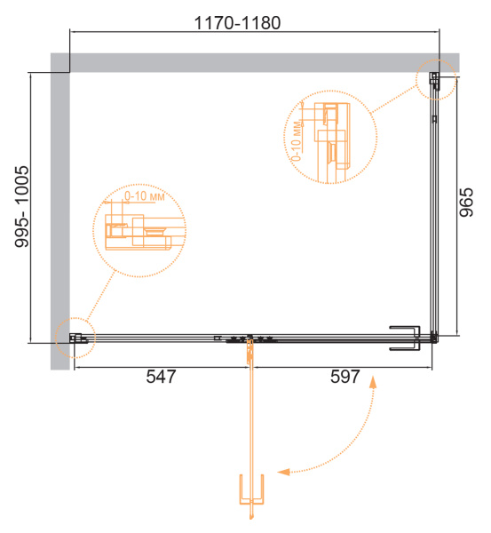 Душевой уголок Cezares Bellagio BELLAGIO-AH-1-120/100-C-NERO фото