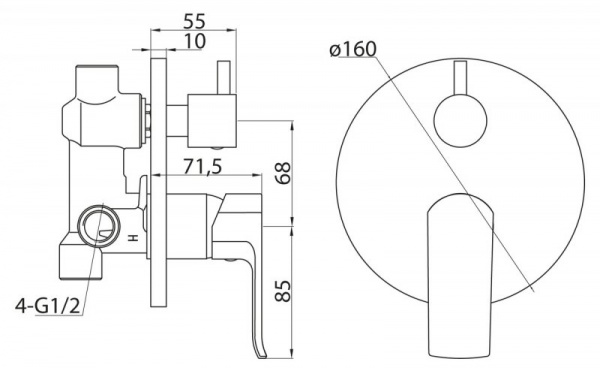 Смеситель для ванны и душа BelBagno Disco DIS-BASM-CRM фото