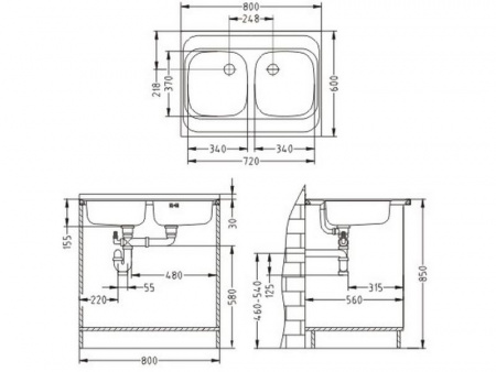 Мойка для кухни Alveus Classic 40 SAT-60 800X600 фото