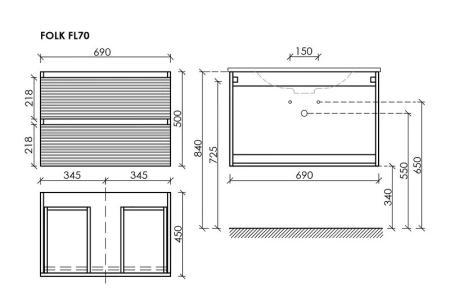 Тумба под раковину Sancos Folk FL70ES Ergraut soft фото