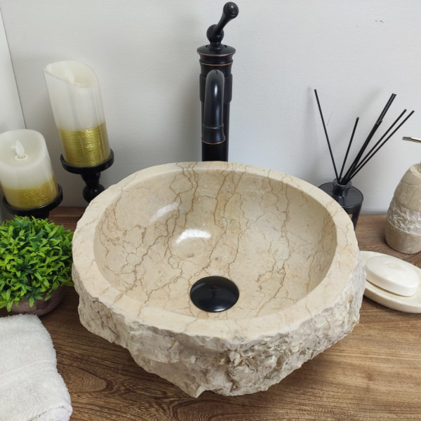 Накладная раковина из мрамора Erozy Cream EM-00836 (35*33*15см) фото